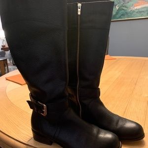 Black leather wide calf boots sz 9